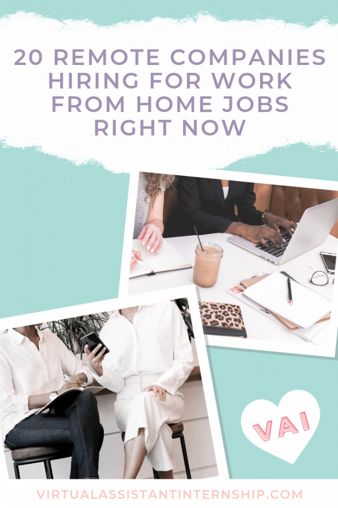 remote companies hiring work from home jobs pin