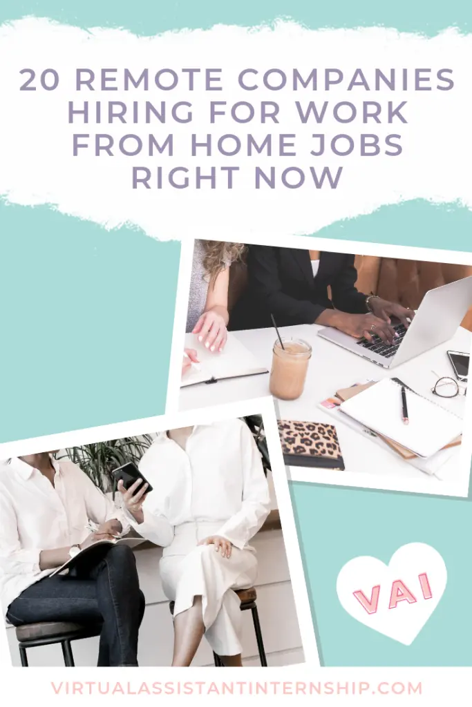 remote companies hiring work from home jobs pin