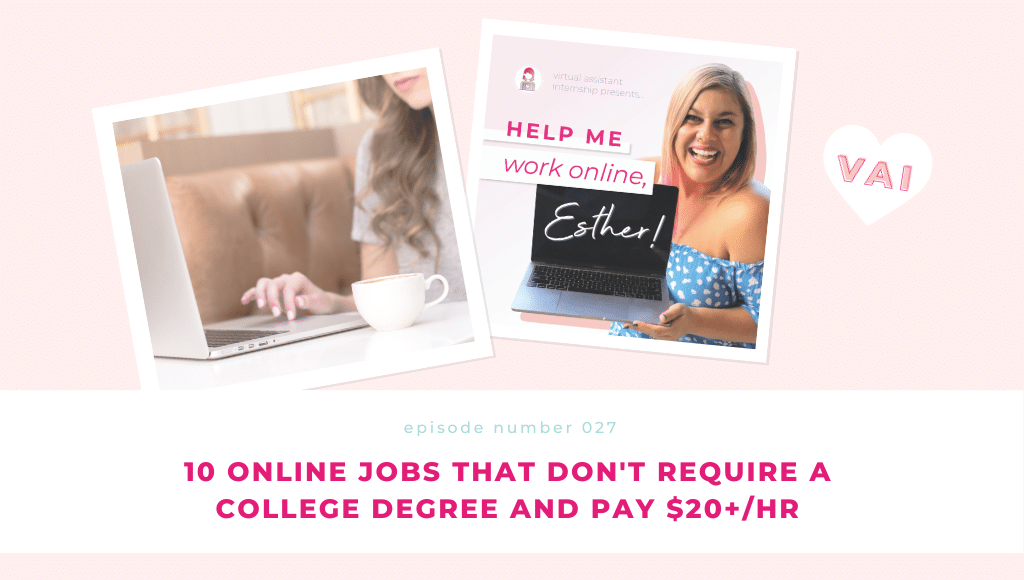online job no college degree podcast cover