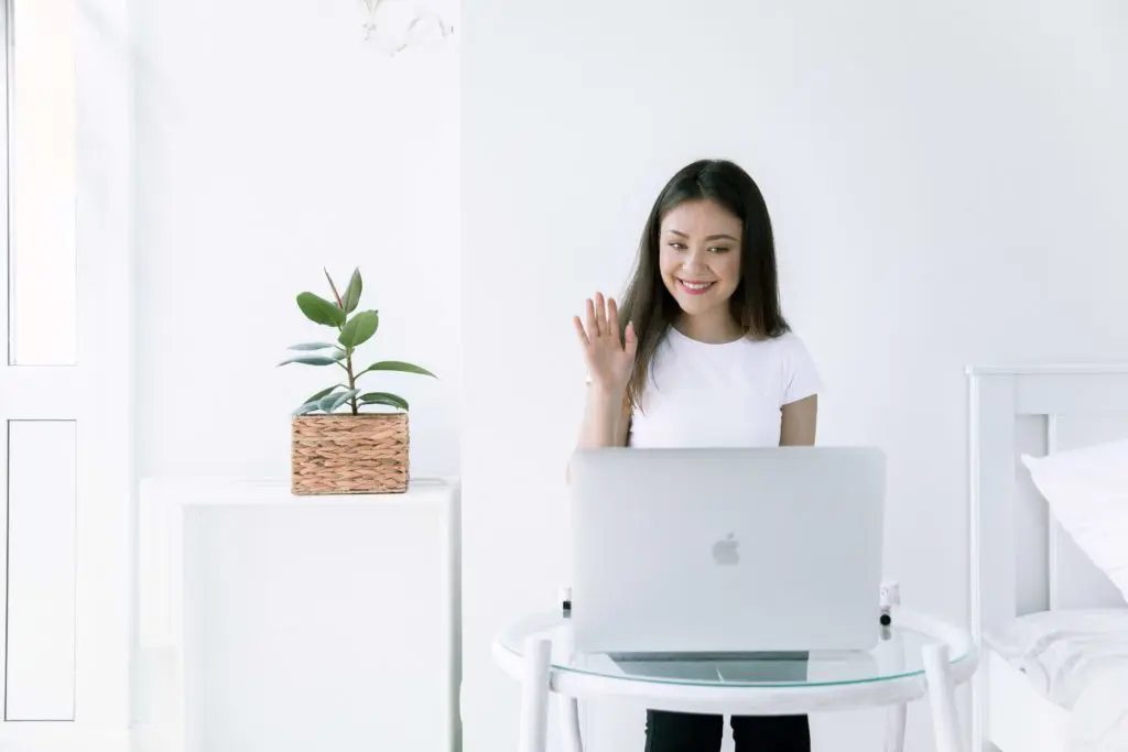 woman with laptop working