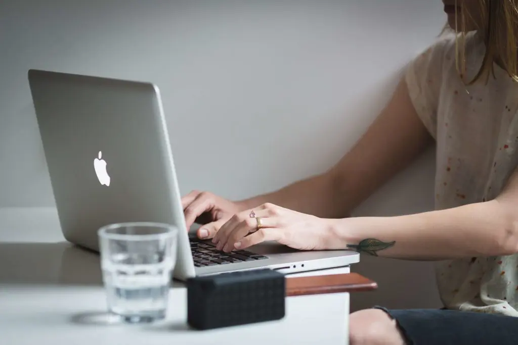 woman working from home on laptop