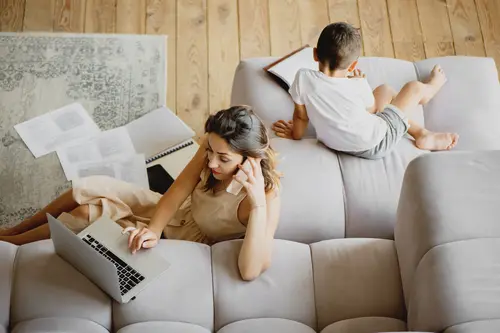 working from home with child