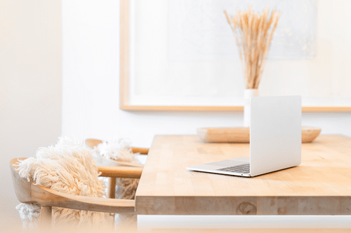 Laptop on table working from home