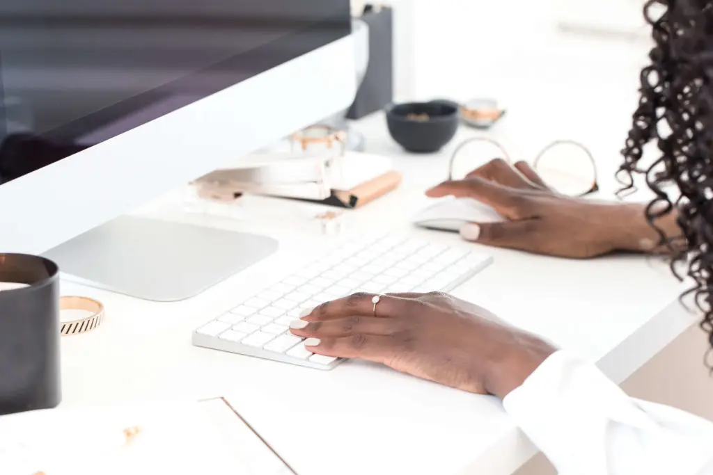 woman working from home office