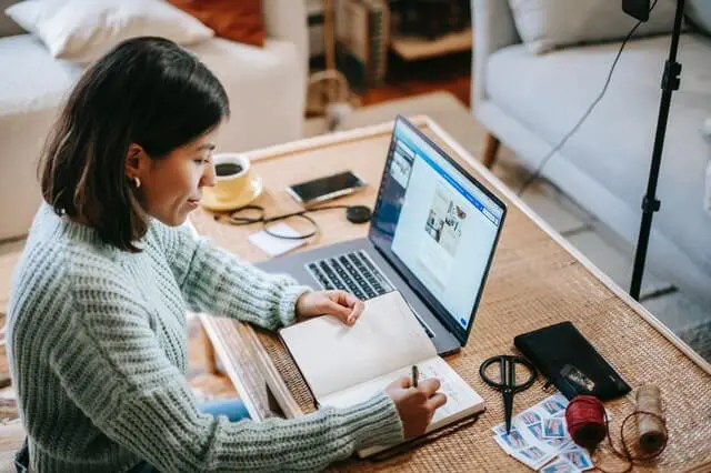 woman working from home on laptop